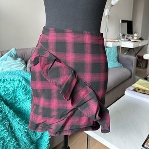 Purple and Black plaid mini skirt